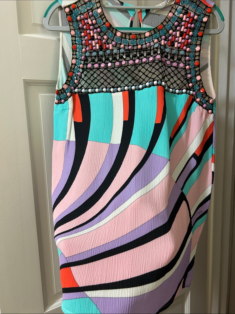 Emilio Pucci Pink Turquoise Black Beaded Sleeveless Top - Picture 9 of 9